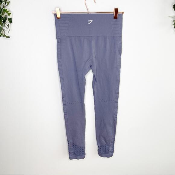 GYMSHARK Energy Seamless Steel Blue Compression Leggings Size Small - Picture 5 of 6